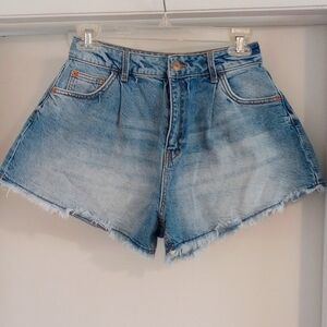 Zara Light Blue Distressed Denim Jean Shorts